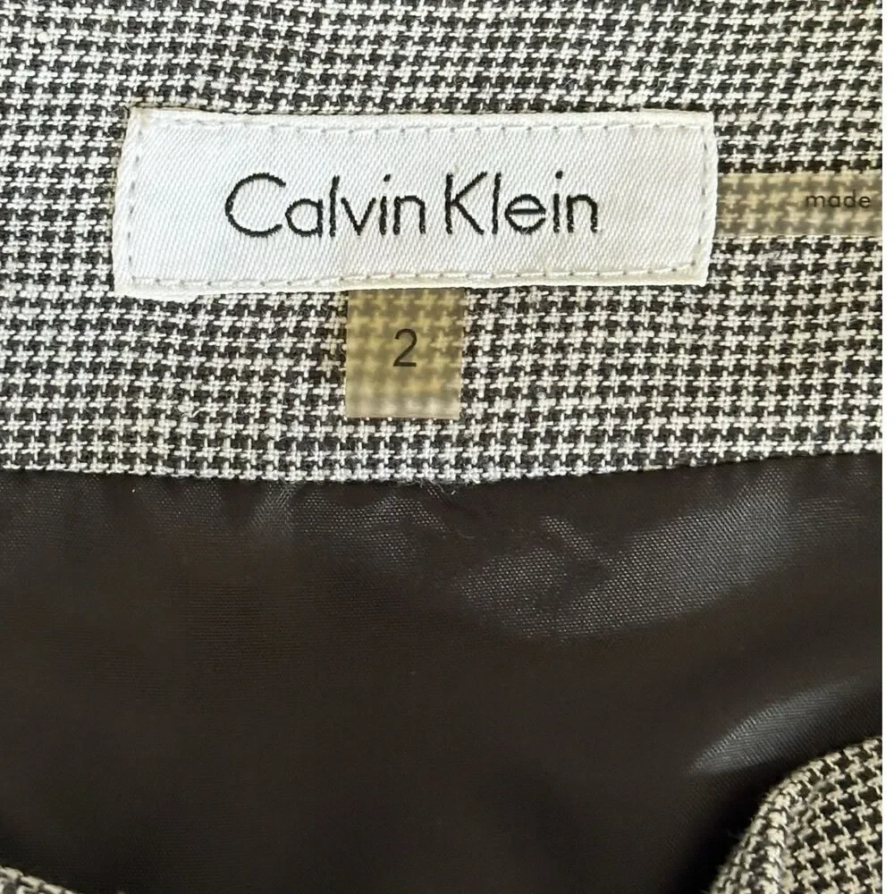 Calvin Klein Linen Blend Pencil Skirt Gray Black Size 2